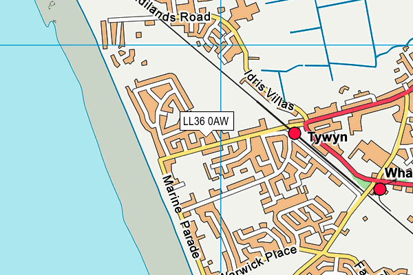 LL36 0AW map - OS VectorMap District (Ordnance Survey)