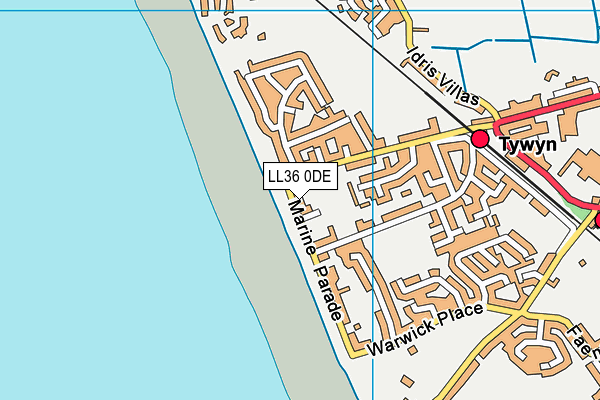 LL36 0DE map - OS VectorMap District (Ordnance Survey)