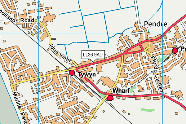 LL36 9AD map - OS VectorMap District (Ordnance Survey)