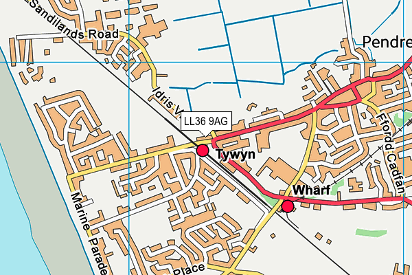 LL36 9AG map - OS VectorMap District (Ordnance Survey)