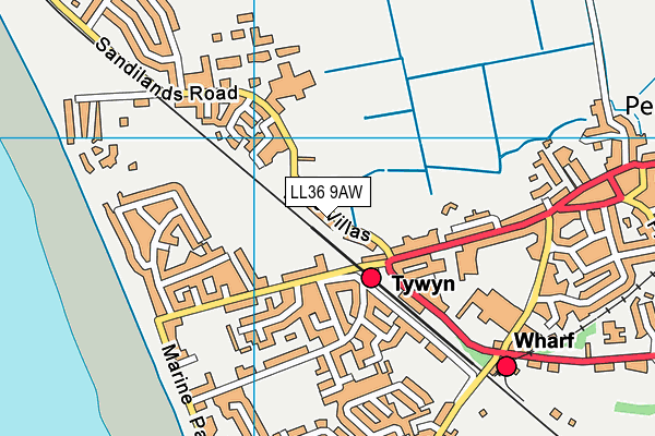 LL36 9AW map - OS VectorMap District (Ordnance Survey)