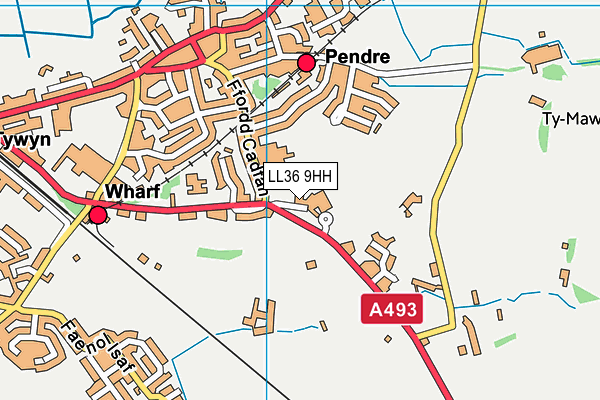 LL36 9HH map - OS VectorMap District (Ordnance Survey)