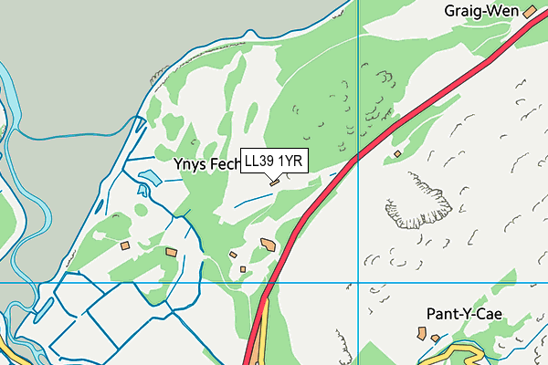 LL39 1YR map - OS VectorMap District (Ordnance Survey)