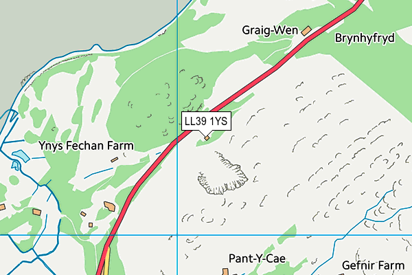 LL39 1YS map - OS VectorMap District (Ordnance Survey)