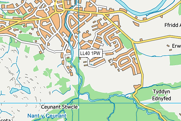 LL40 1PW map - OS VectorMap District (Ordnance Survey)