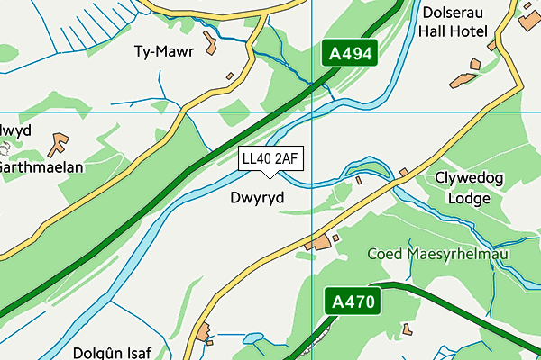 LL40 2AF map - OS VectorMap District (Ordnance Survey)