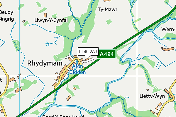 LL40 2AJ map - OS VectorMap District (Ordnance Survey)