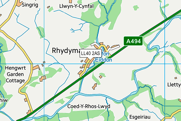 LL40 2AS map - OS VectorMap District (Ordnance Survey)