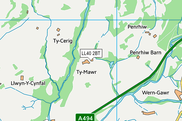 LL40 2BT map - OS VectorMap District (Ordnance Survey)