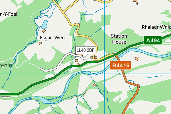 LL40 2DF map - OS VectorMap District (Ordnance Survey)