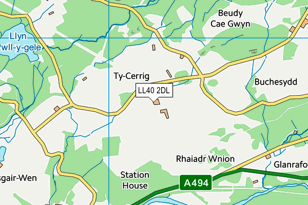 LL40 2DL map - OS VectorMap District (Ordnance Survey)