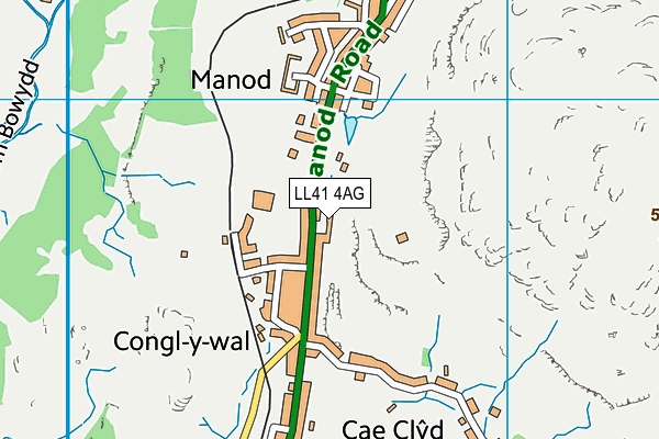 LL41 4AG map - OS VectorMap District (Ordnance Survey)