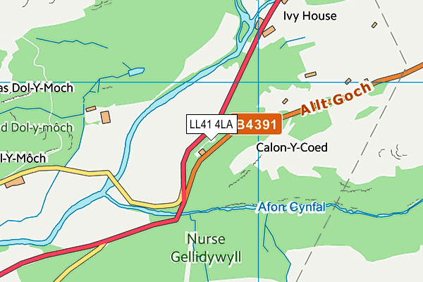 LL41 4LA map - OS VectorMap District (Ordnance Survey)