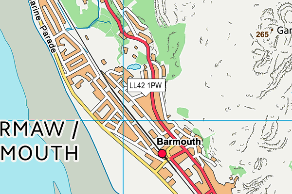 LL42 1PW map - OS VectorMap District (Ordnance Survey)