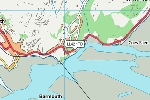 LL42 1TD map - OS VectorMap District (Ordnance Survey)