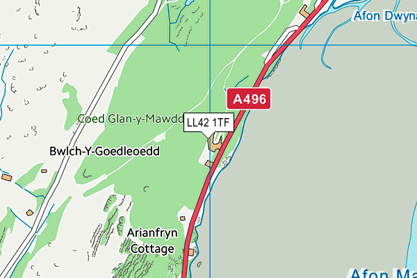 LL42 1TF map - OS VectorMap District (Ordnance Survey)