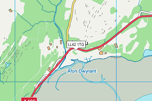LL42 1TG map - OS VectorMap District (Ordnance Survey)