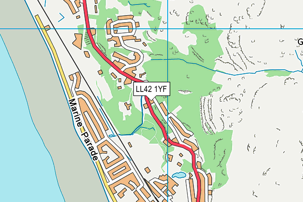 LL42 1YF map - OS VectorMap District (Ordnance Survey)