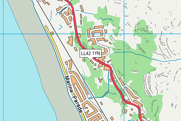 LL42 1YN map - OS VectorMap District (Ordnance Survey)