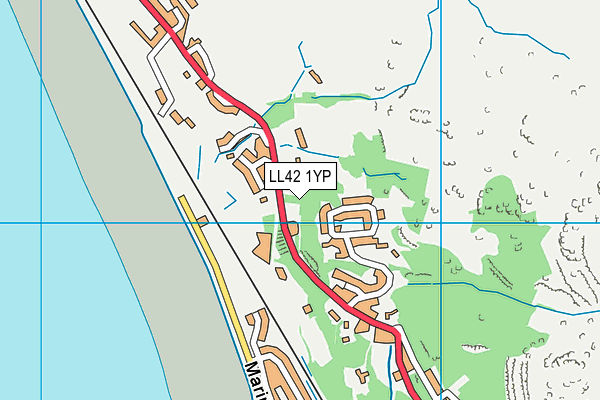 LL42 1YP map - OS VectorMap District (Ordnance Survey)