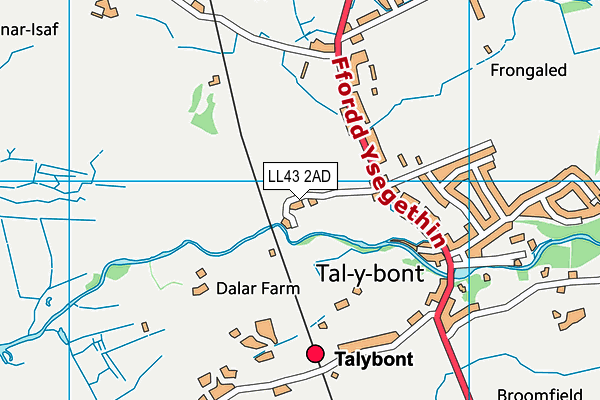 LL43 2AD map - OS VectorMap District (Ordnance Survey)