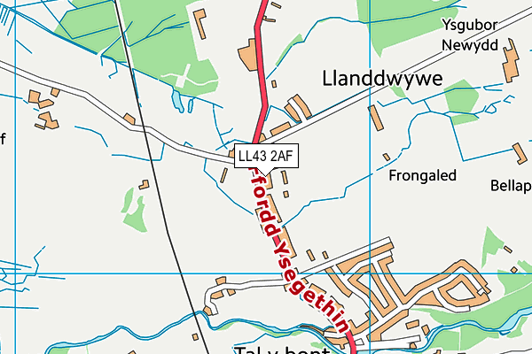 LL43 2AF map - OS VectorMap District (Ordnance Survey)