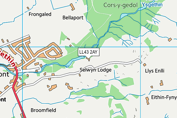 LL43 2AY map - OS VectorMap District (Ordnance Survey)
