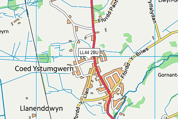 LL44 2BU map - OS VectorMap District (Ordnance Survey)