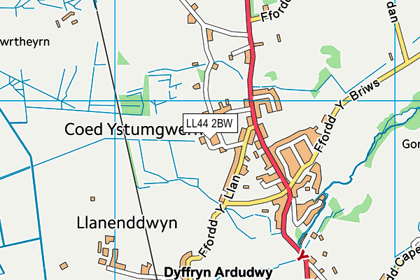 LL44 2BW map - OS VectorMap District (Ordnance Survey)