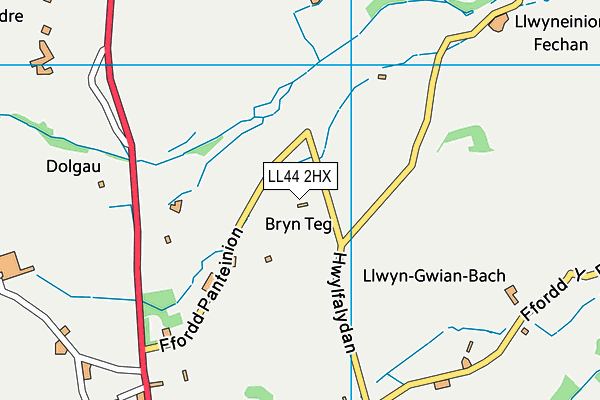 LL44 2HX map - OS VectorMap District (Ordnance Survey)