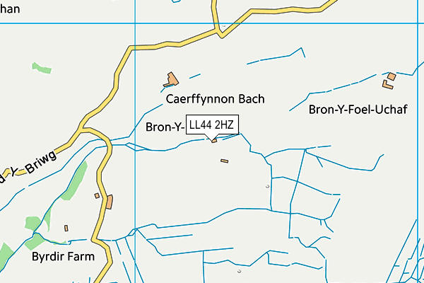 LL44 2HZ map - OS VectorMap District (Ordnance Survey)