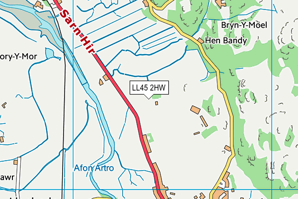 LL45 2HW map - OS VectorMap District (Ordnance Survey)