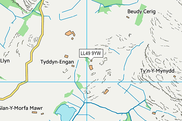 LL49 9YW map - OS VectorMap District (Ordnance Survey)