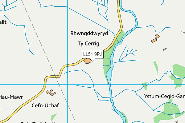 LL51 9PJ map - OS VectorMap District (Ordnance Survey)