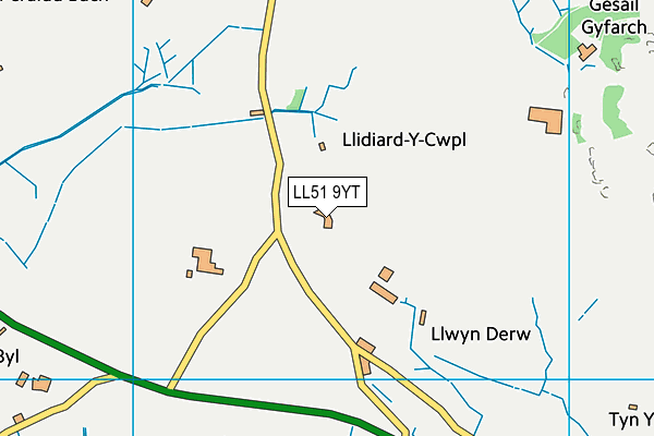 LL51 9YT map - OS VectorMap District (Ordnance Survey)