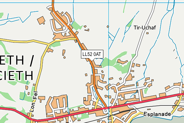 LL52 0AT map - OS VectorMap District (Ordnance Survey)