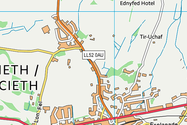 LL52 0AU map - OS VectorMap District (Ordnance Survey)