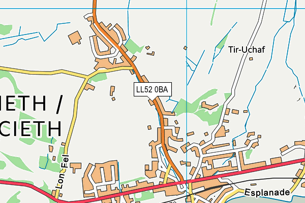 LL52 0BA map - OS VectorMap District (Ordnance Survey)