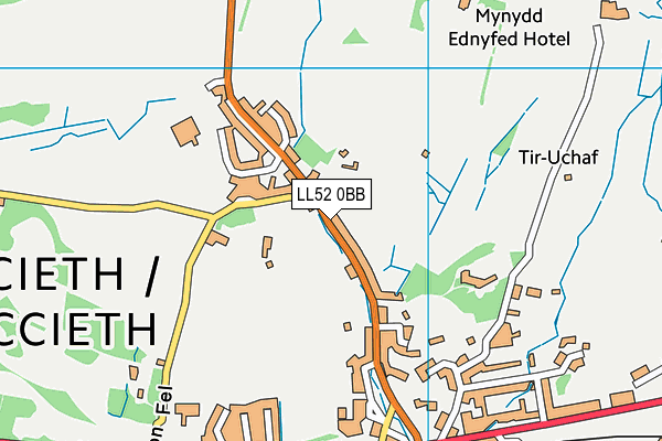 LL52 0BB map - OS VectorMap District (Ordnance Survey)