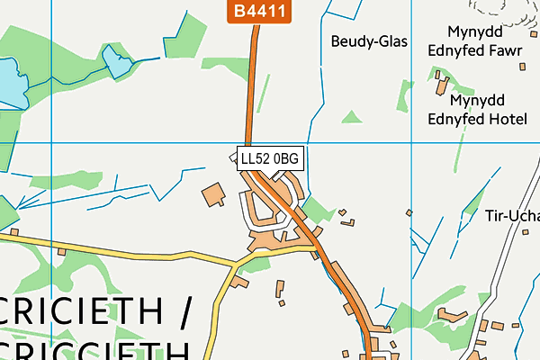 LL52 0BG map - OS VectorMap District (Ordnance Survey)