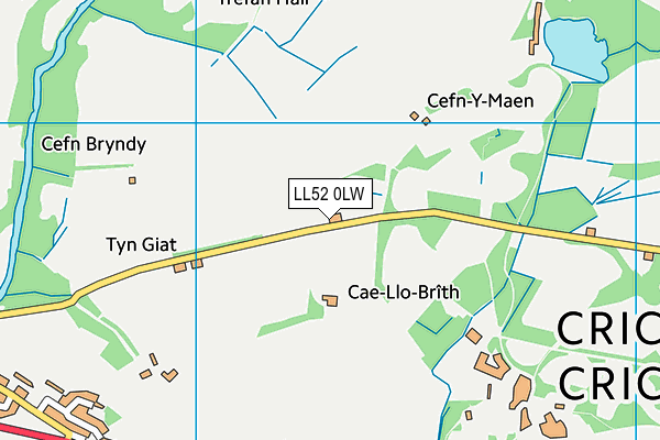 LL52 0LW map - OS VectorMap District (Ordnance Survey)