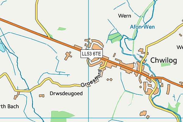 LL53 6TE map - OS VectorMap District (Ordnance Survey)