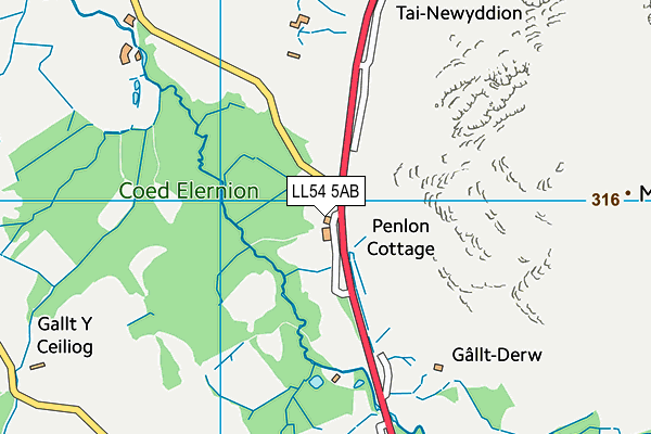 LL54 5AB map - OS VectorMap District (Ordnance Survey)