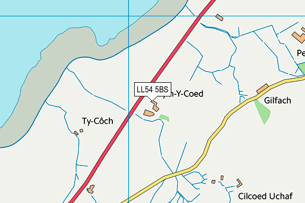 LL54 5BS map - OS VectorMap District (Ordnance Survey)