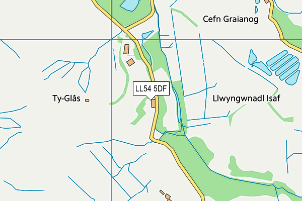 LL54 5DF map - OS VectorMap District (Ordnance Survey)