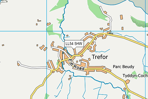 LL54 5HW map - OS VectorMap District (Ordnance Survey)