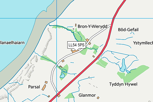 LL54 5PS map - OS VectorMap District (Ordnance Survey)