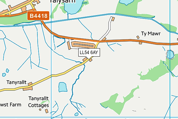 LL54 6AY map - OS VectorMap District (Ordnance Survey)