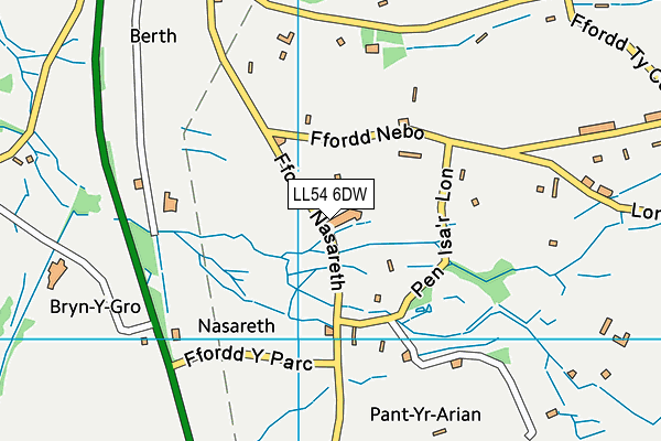 LL54 6DW map - OS VectorMap District (Ordnance Survey)