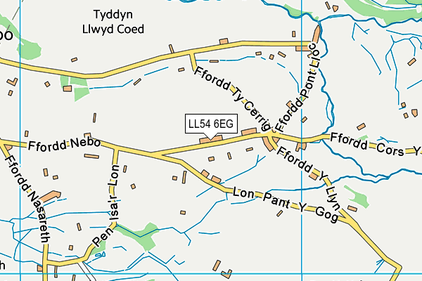 LL54 6EG map - OS VectorMap District (Ordnance Survey)